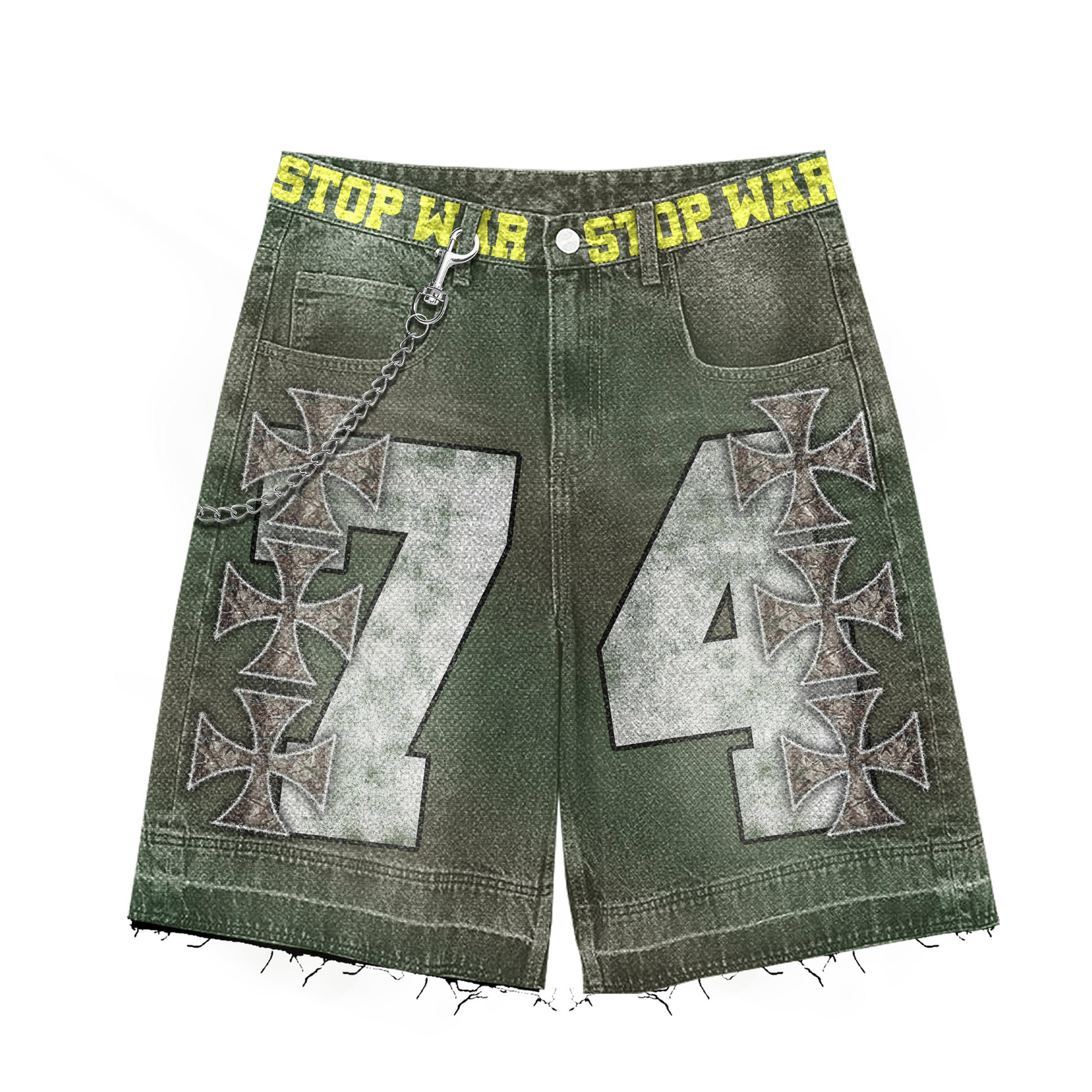 Stop War Denim Shorts