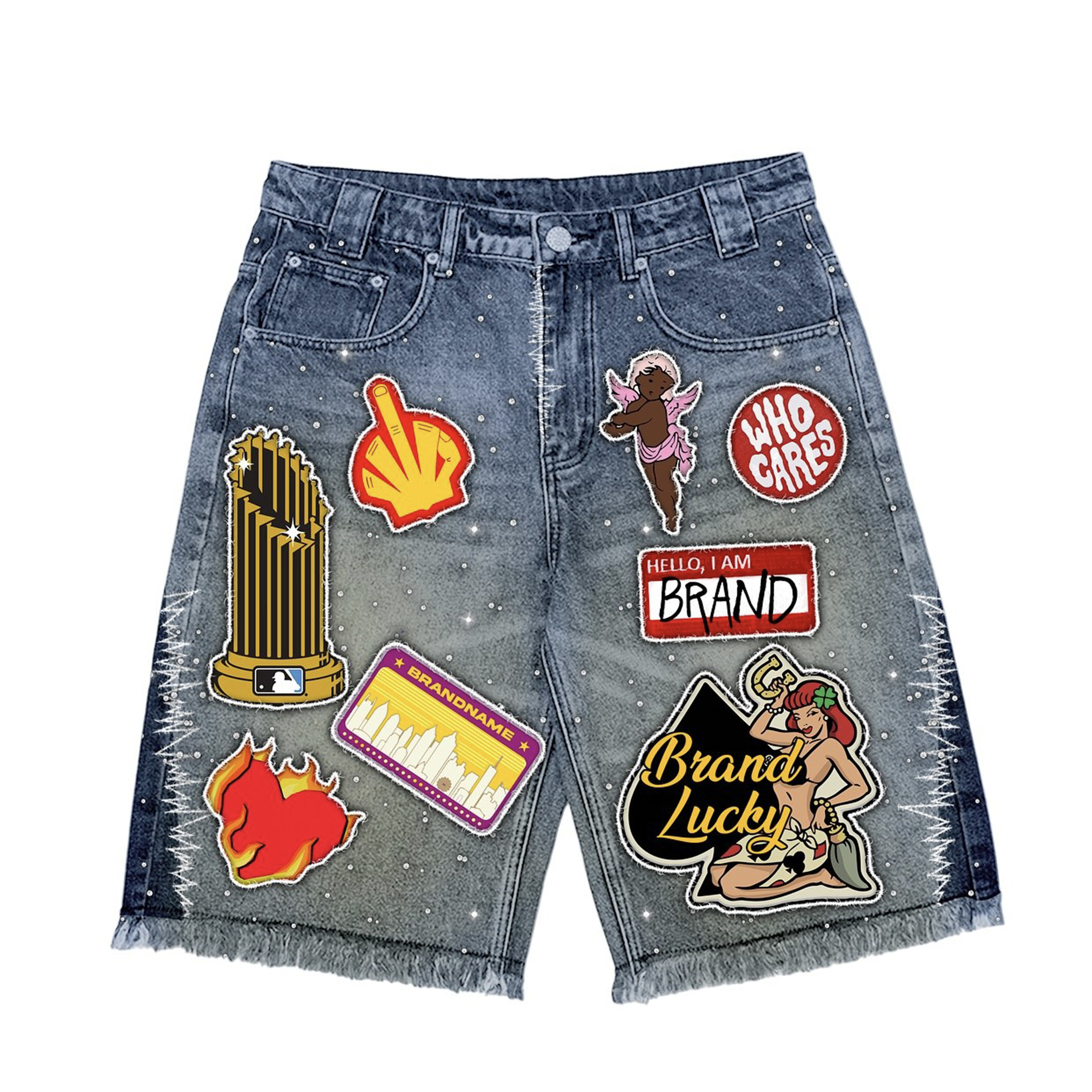 Lucky Patch Denim Shorts